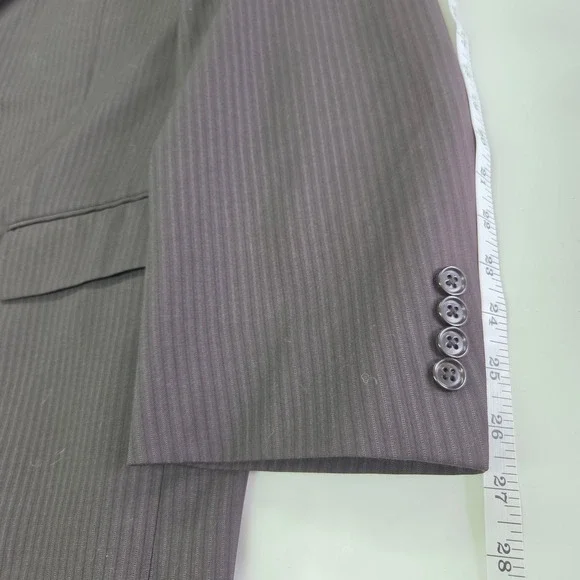 Calvin Klein Suit Men 50R Dark Brown Pinstripe Wool 2 Button Professional Formal